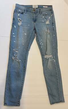 FRAME Denim Le Garçon Distressed Paint Splatter Boyfriend Jeans Size 25